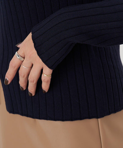 半拉鍊羅紋針織衫