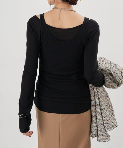 吊帶背心疊穿長袖T恤