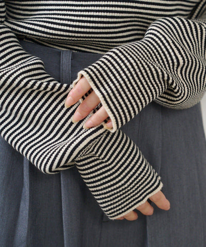 【純色&條紋】高領羅紋針織衫