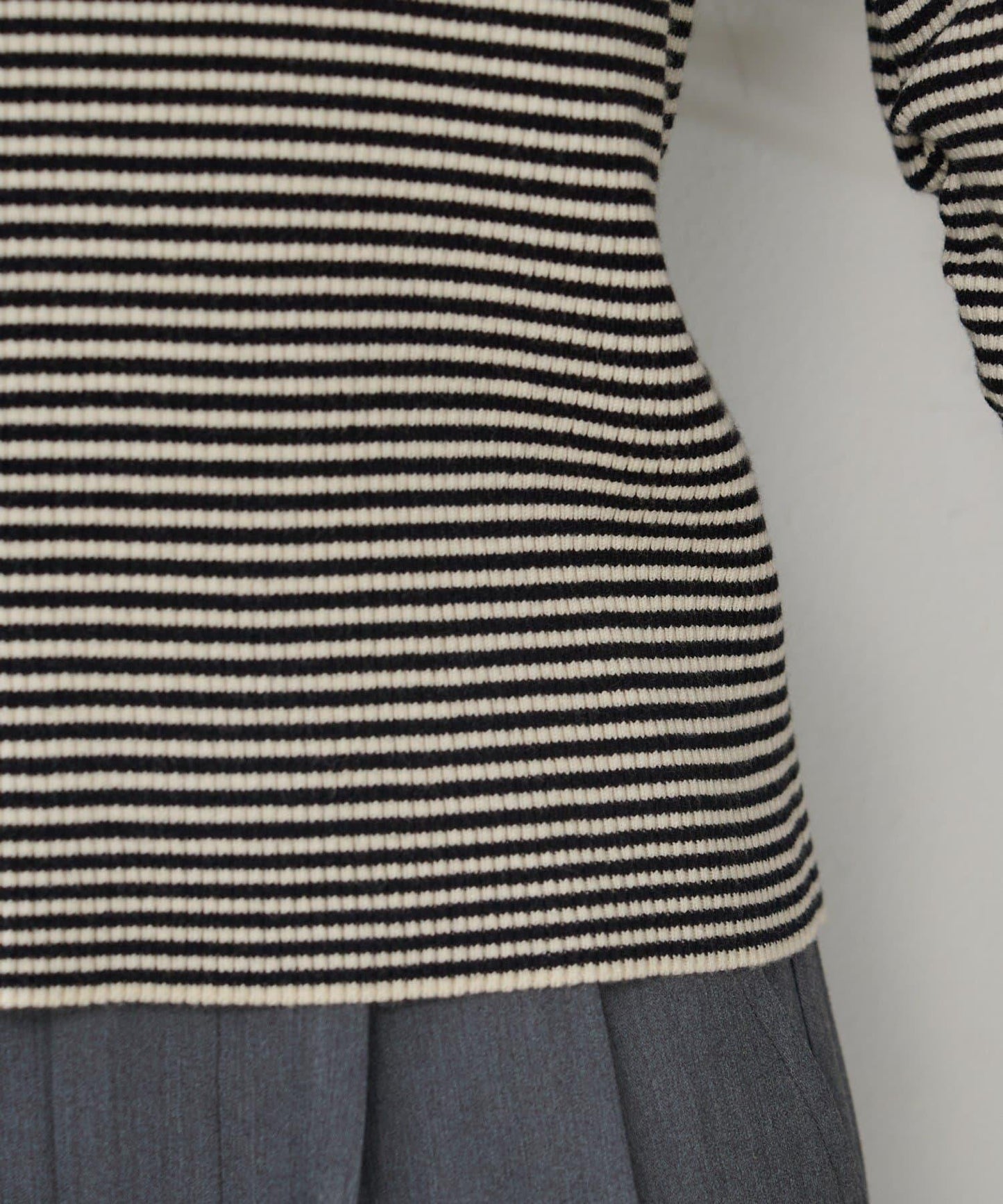 【純色&條紋】高領羅紋針織衫