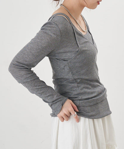 吊帶背心疊穿長袖T恤