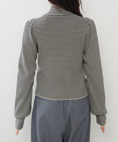 【純色&條紋】高領羅紋針織衫