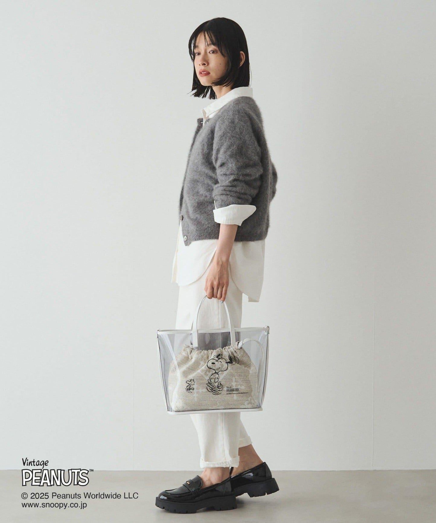 【《PEANUTS》×russet聯名第三彈】透明托特包×束口袋套裝包