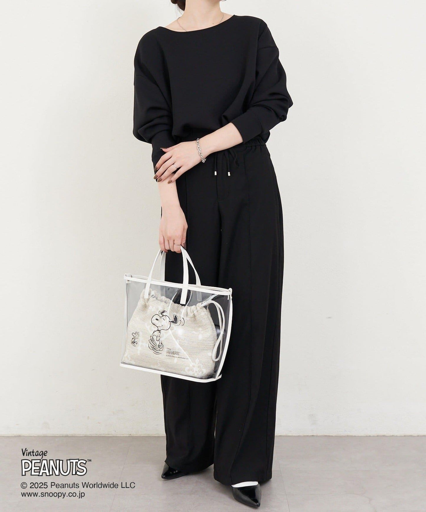 【《PEANUTS》×russet聯名第三彈】透明托特包×束口袋套裝包