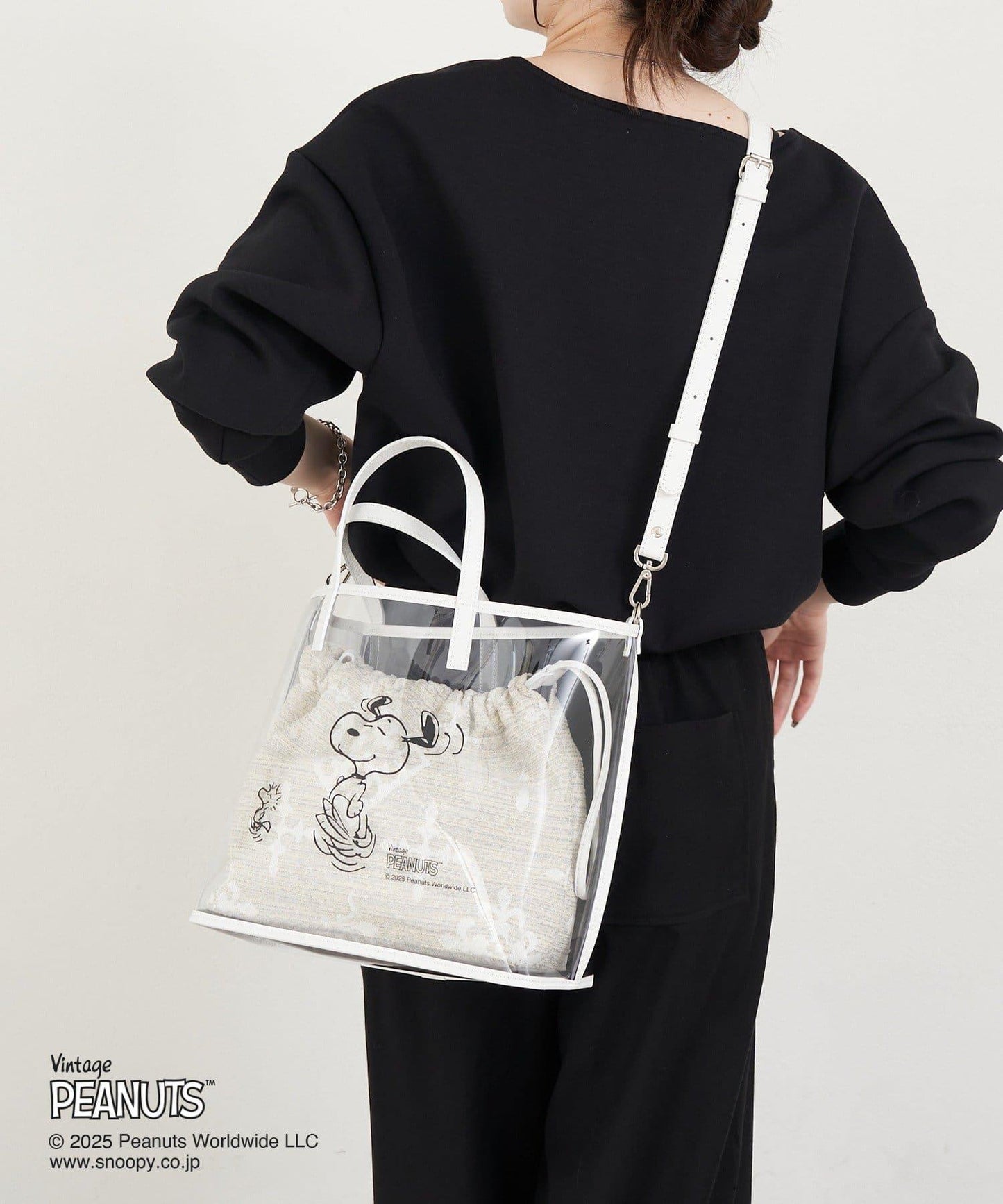 【《PEANUTS》×russet聯名第三彈】透明托特包×束口袋套裝包