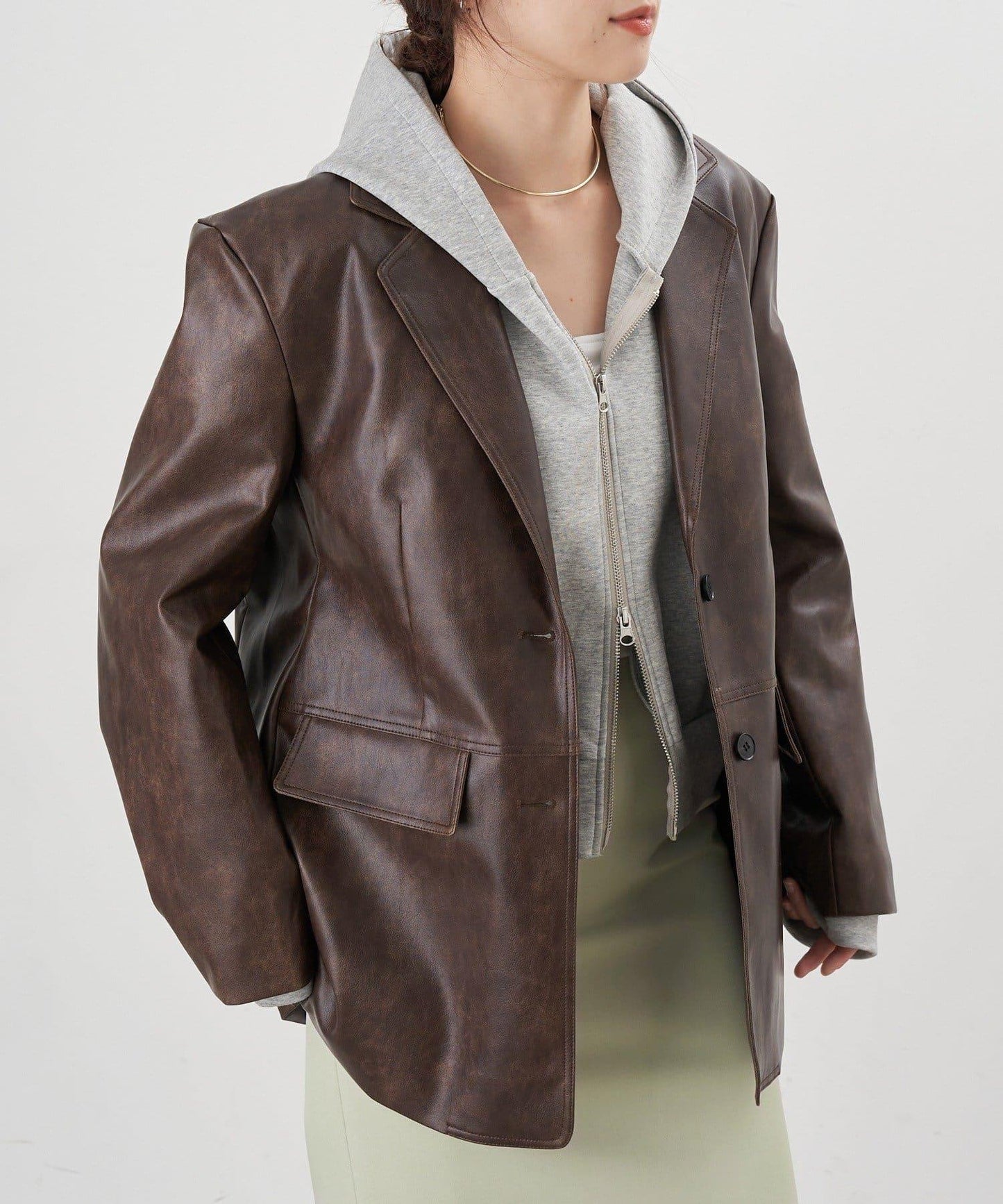 【26SS】皮革西裝外套