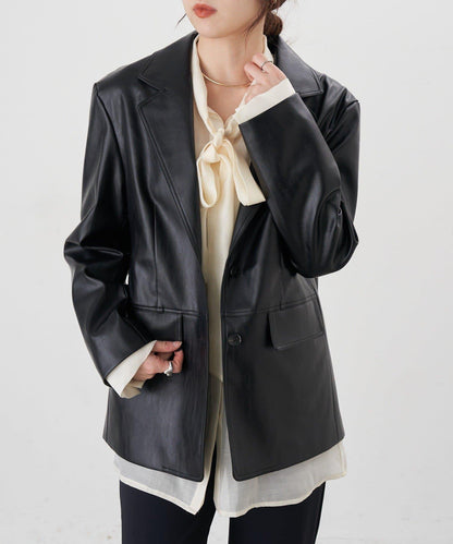 【26SS】皮革西裝外套
