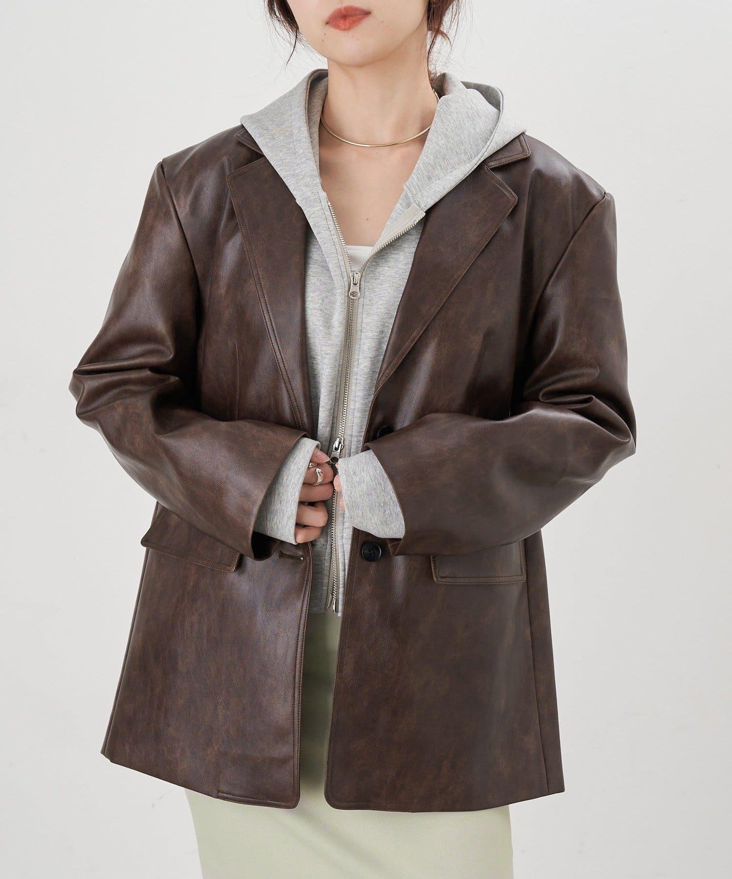 【26SS】皮革西裝外套