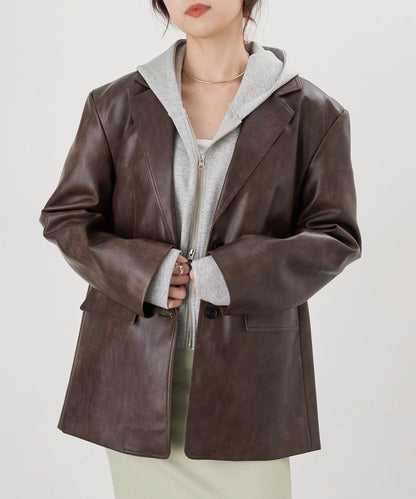 【26SS】皮革西裝外套