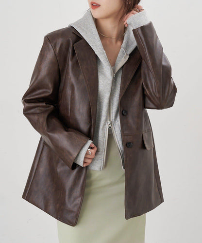 【26SS】皮革西裝外套