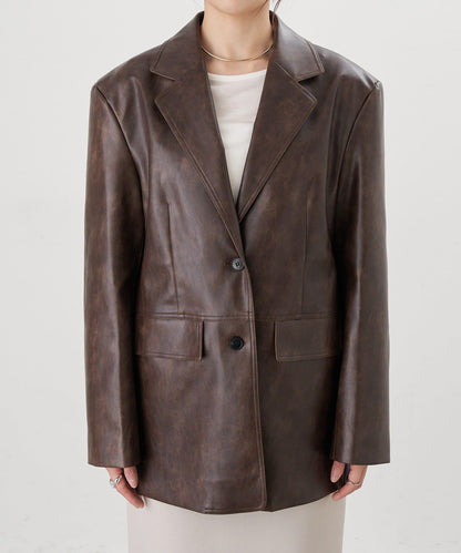 【26SS】皮革西裝外套