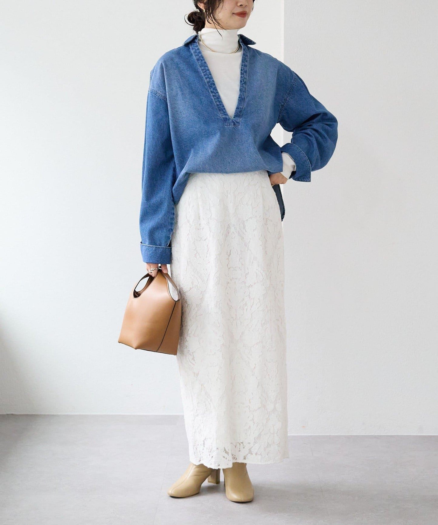 【à Nice (ア ・ニース)】工藝蕾絲半身裙