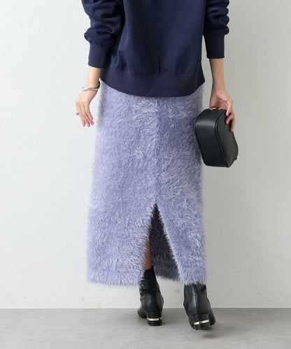 造型點睛之選 軟質長毛背部開衩修身半身裙