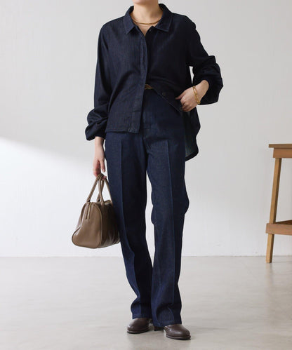 【可自由搭配】Q.anos 抽繩立領牛仔襯衫