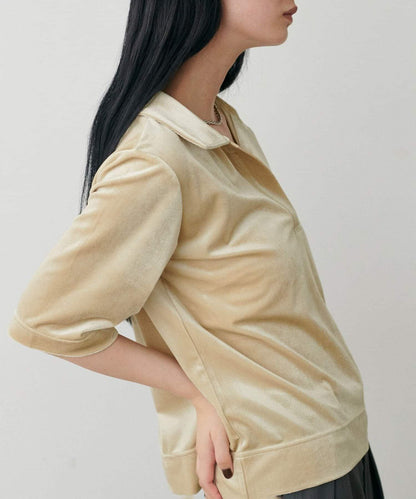 【LARUTA】天鵝絨翻領套頭衫