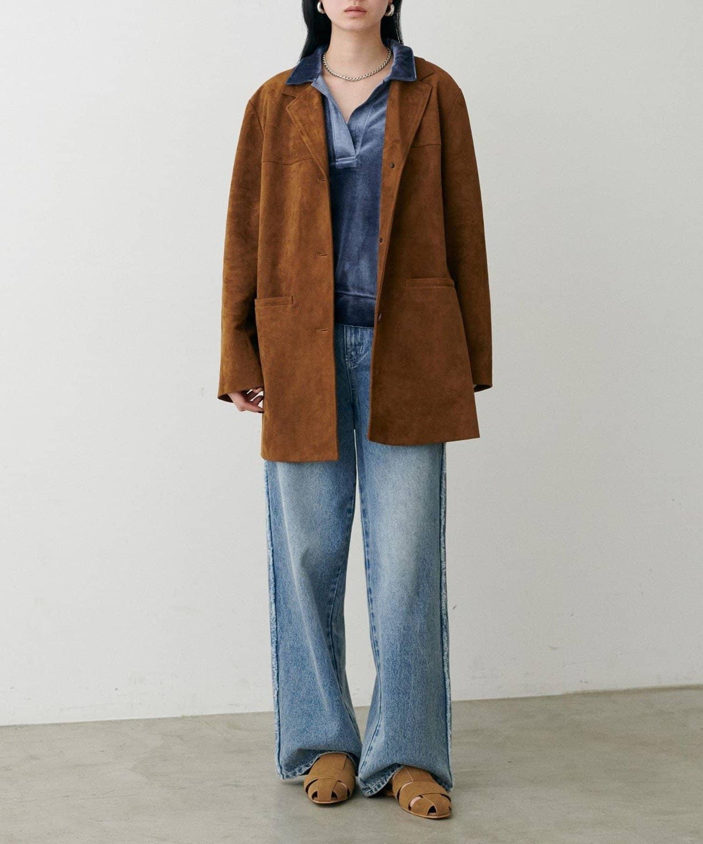 【LARUTA】天鵝絨翻領套頭衫