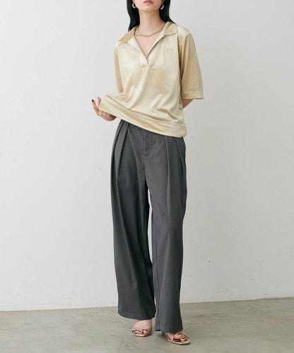 【LARUTA】天鵝絨翻領套頭衫