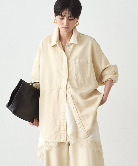 拼色牛仔襯衫/黃色