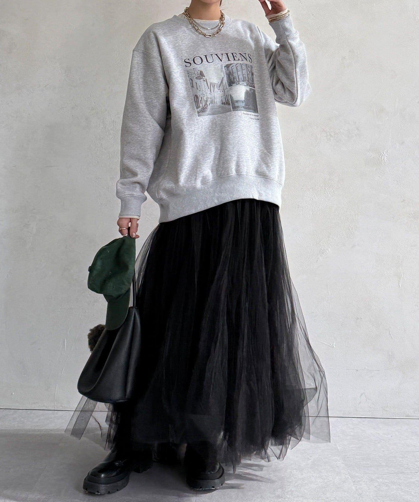 背部拉鍊照片印花加絨上衣