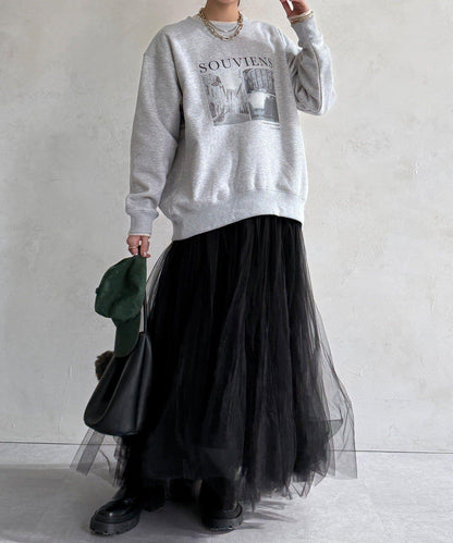 背部拉鍊照片印花加絨上衣