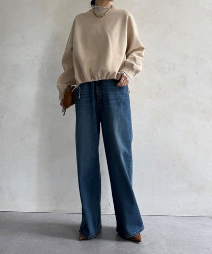 透視層疊刺繡加絨上衣