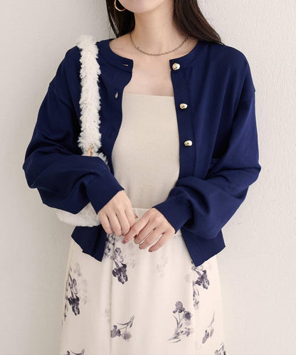 【natural couture】立體金色紐扣口袋開衫