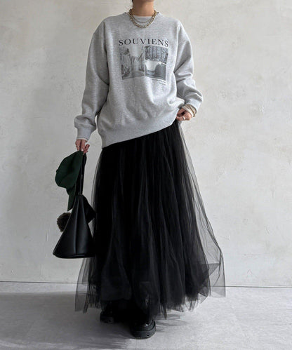 背部拉鍊照片印花加絨上衣