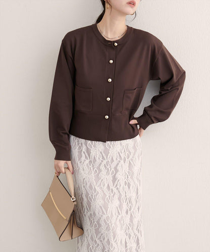 【natural couture】立體金色紐扣口袋開衫