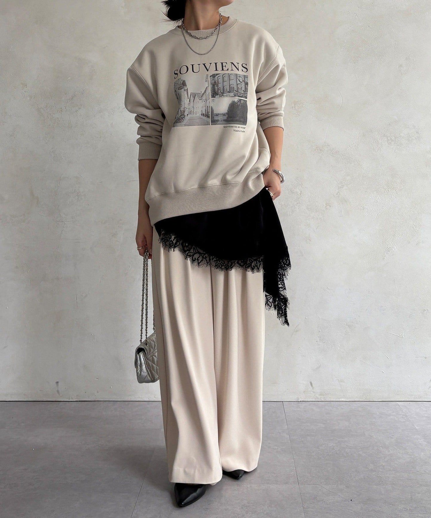 背部拉鍊照片印花加絨上衣