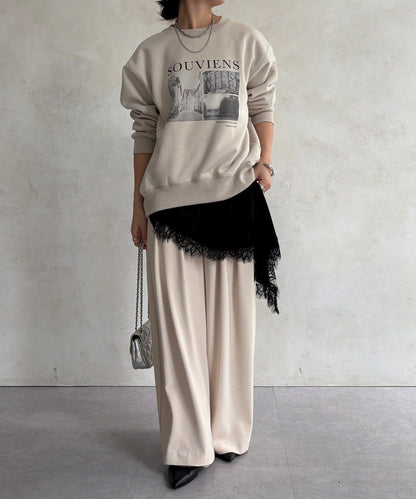 背部拉鍊照片印花加絨上衣