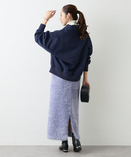 造型點睛之選 軟質長毛背部開衩修身半身裙