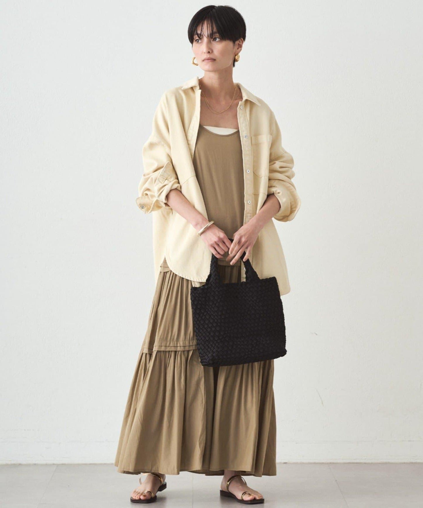 拼色牛仔襯衫/黃色