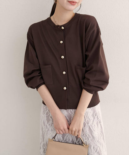 【natural couture】立體金色紐扣口袋開衫