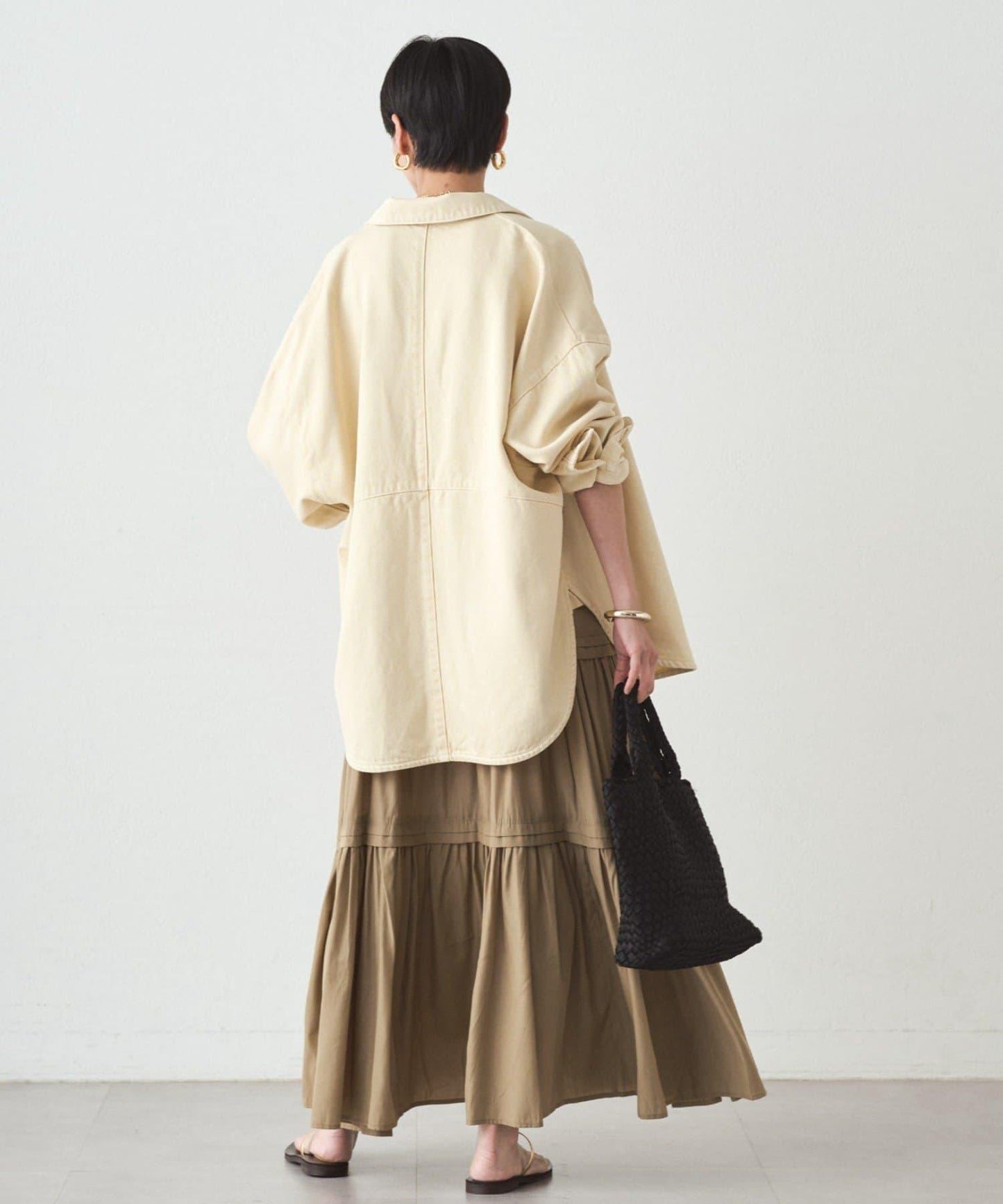 拼色牛仔襯衫/黃色