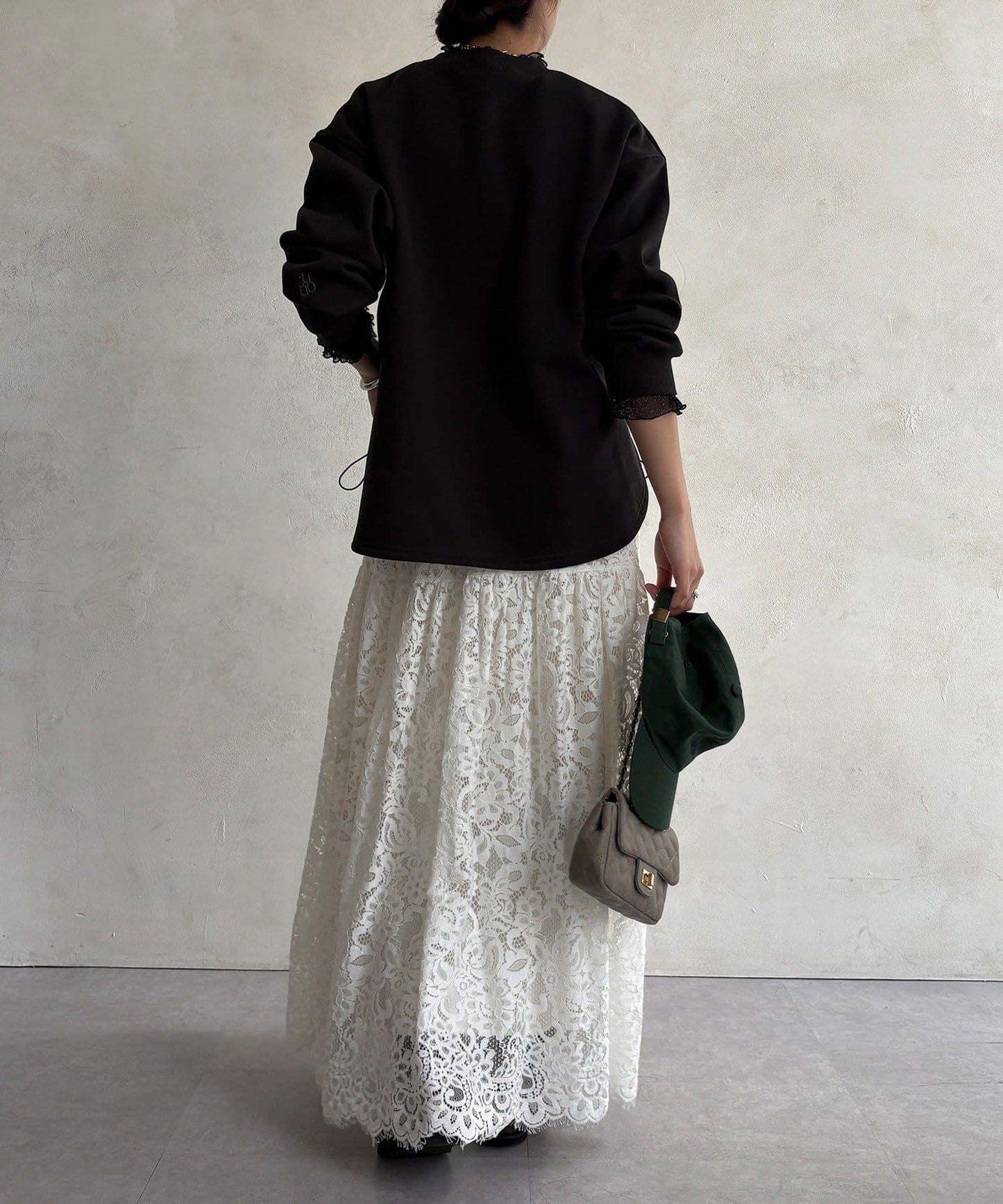 透視層疊刺繡加絨上衣