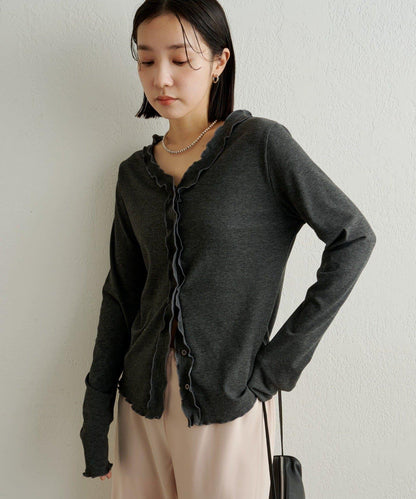 荷葉邊羅紋開衫