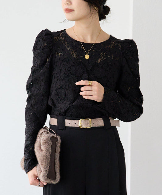 【à Nice (ア ・ニース)】工藝蕾絲襯衫