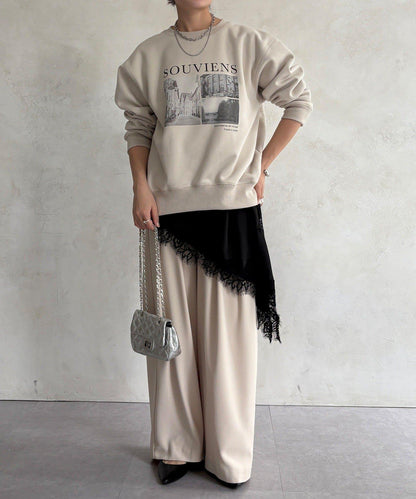 背部拉鍊照片印花加絨上衣