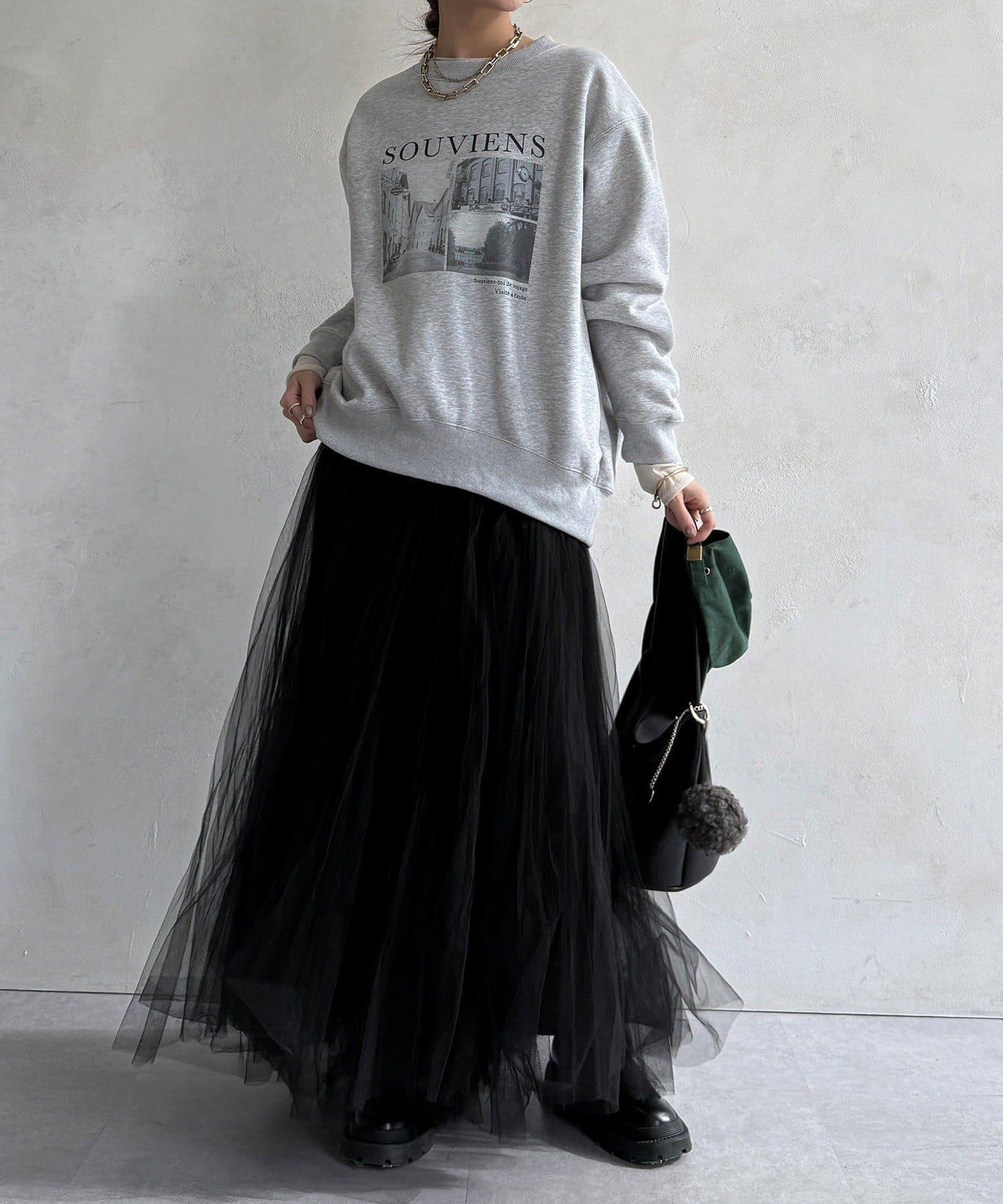 背部拉鍊照片印花加絨上衣