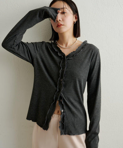 荷葉邊羅紋開衫