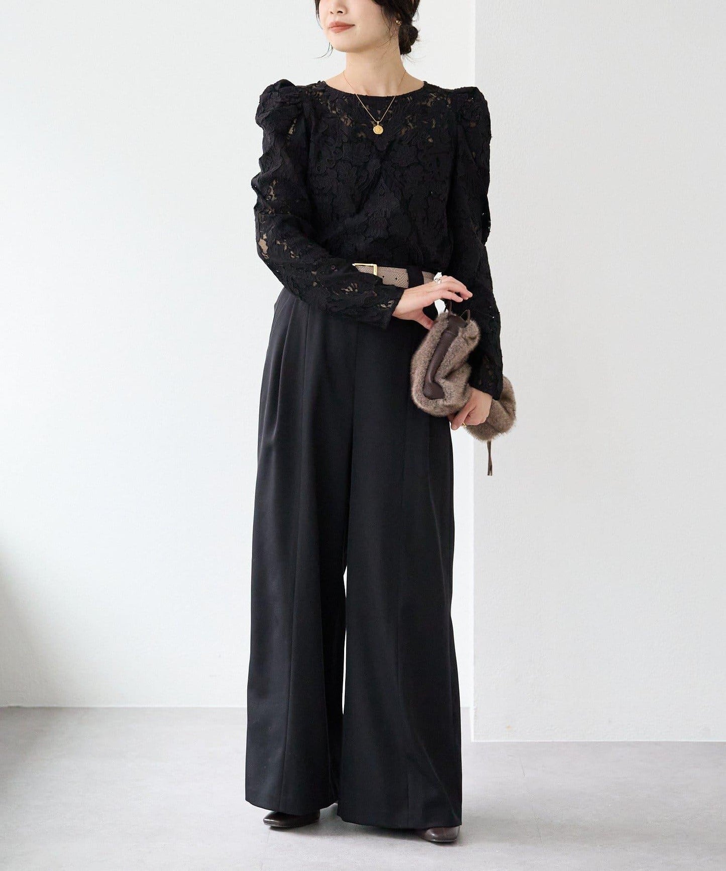 【à Nice (ア ・ニース)】工藝蕾絲襯衫