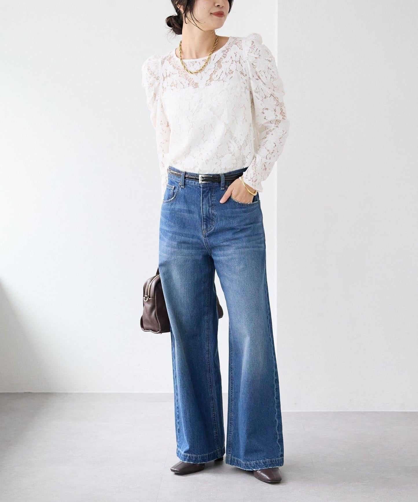 【à Nice (ア ・ニース)】工藝蕾絲襯衫