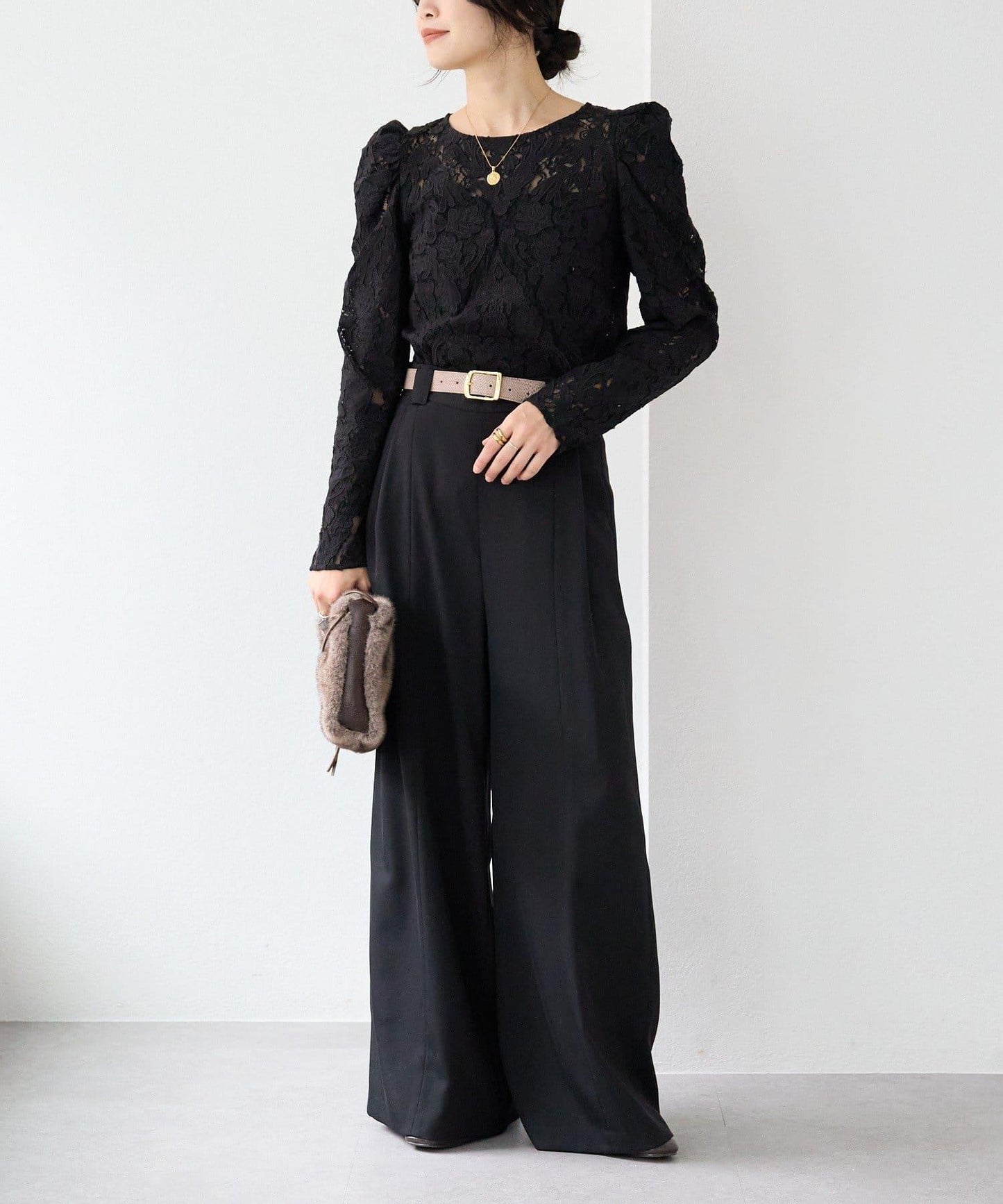 【à Nice (ア ・ニース)】工藝蕾絲襯衫