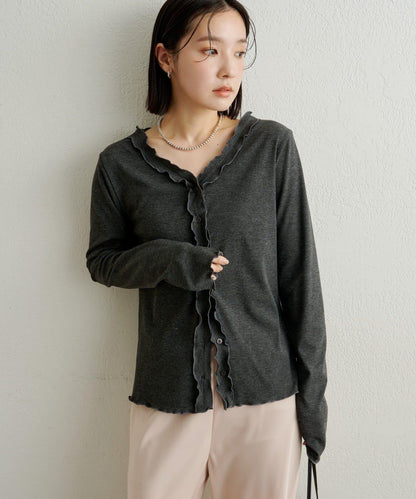 荷葉邊羅紋開衫