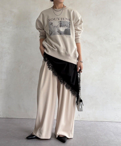 背部拉鍊照片印花加絨上衣