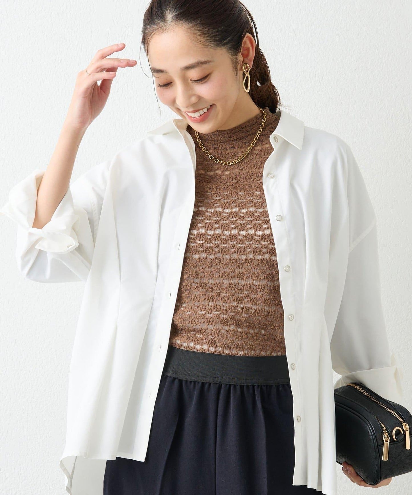 大人可愛◎彈力蕾絲高領套頭衫