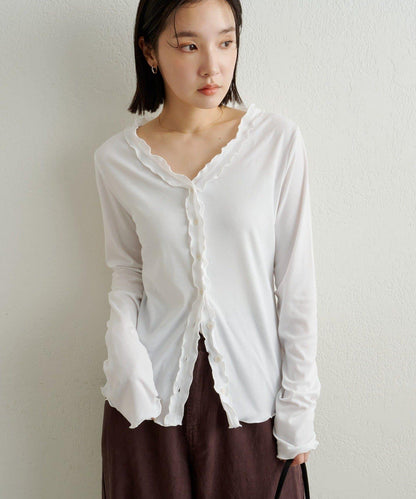 荷葉邊羅紋開衫