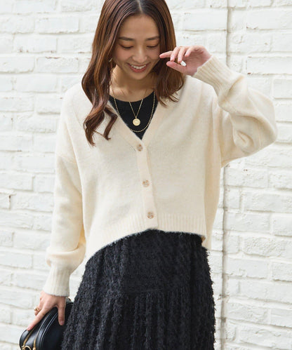 柔軟觸感狐狸絨V領開衫