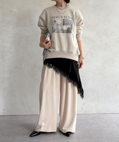 背部拉鍊照片印花加絨上衣