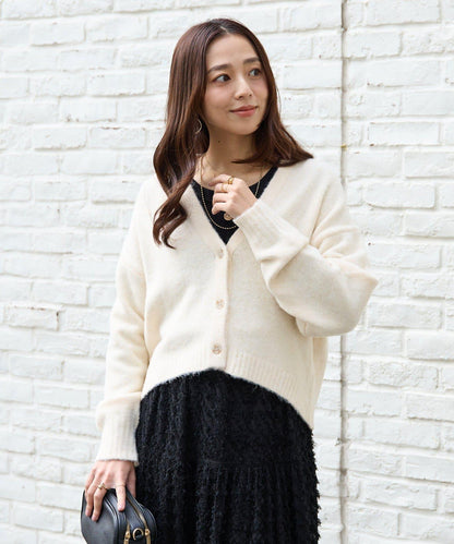 柔軟觸感狐狸絨V領開衫